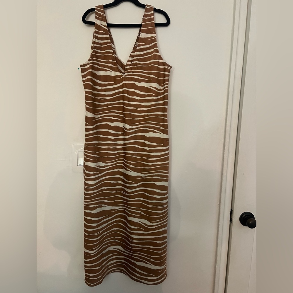 a new day Brown and Cream Zebra Print Midi Dress